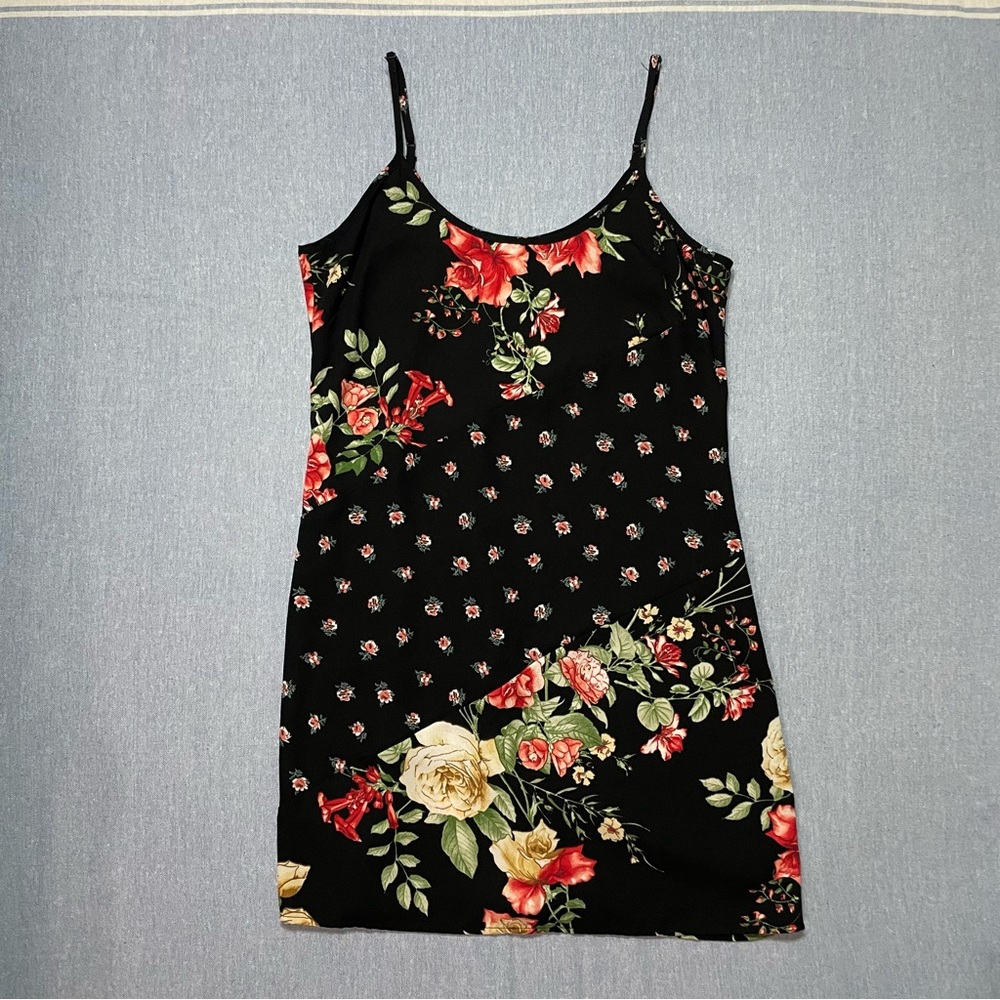 Romantic Grunge Mixed Floral Cami Mini Short Slip Dress Y2K Whimsigoth Size XS
